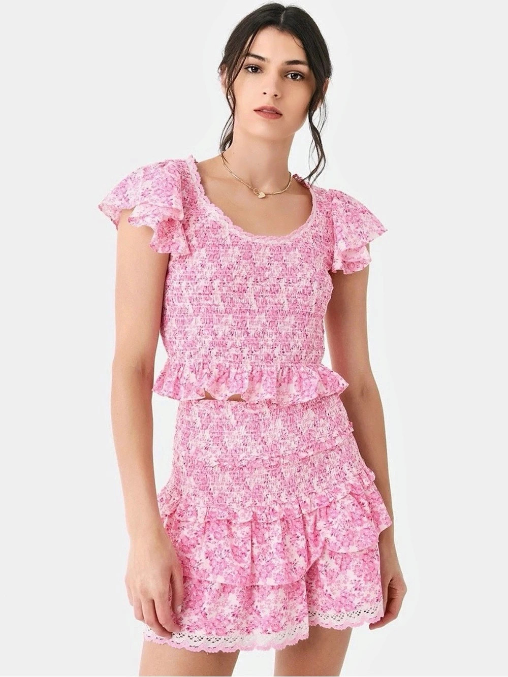 loveshackfancy milta berry top in pink berry fields NWT